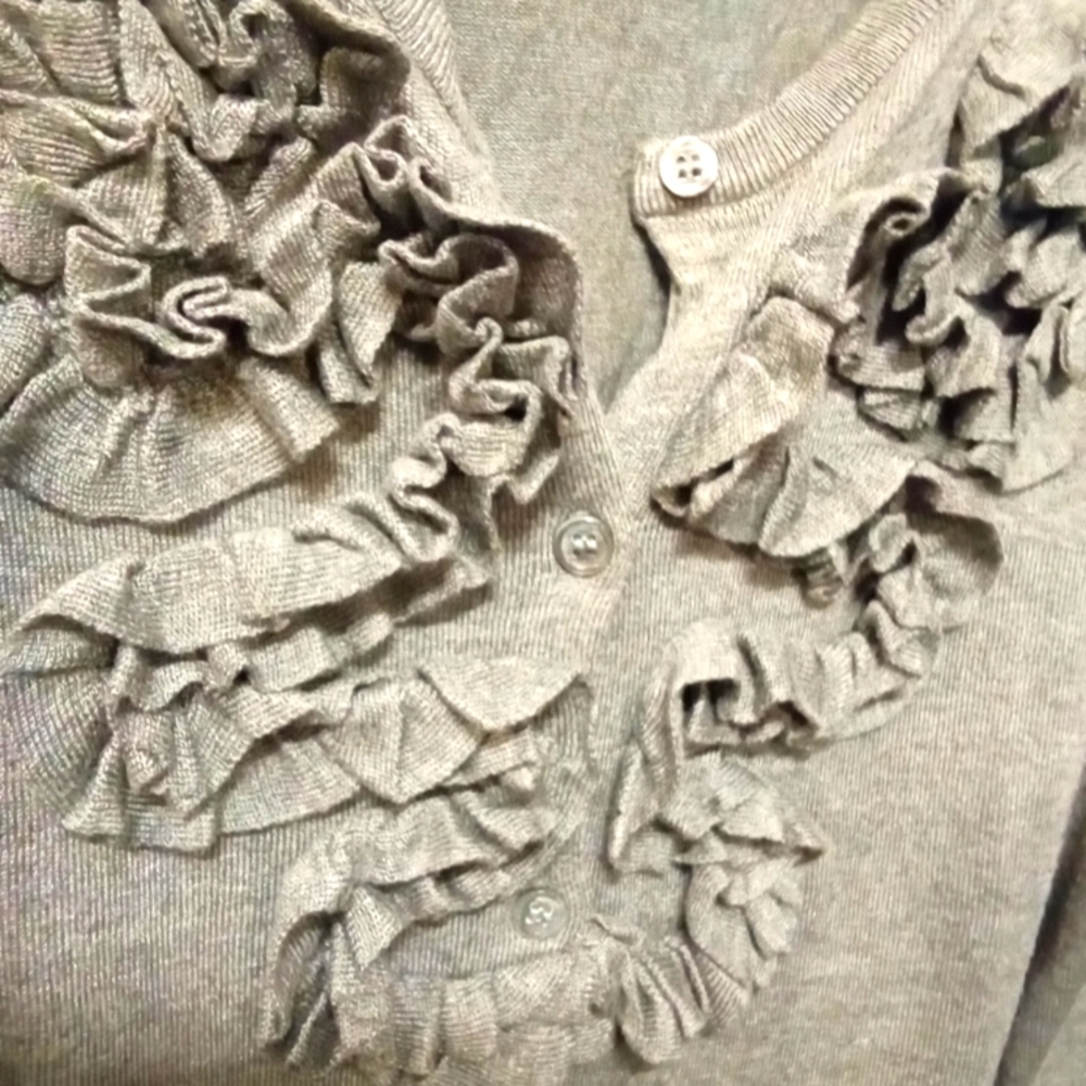 Grace Elements Gray Ruffled Cardigan - image 3
